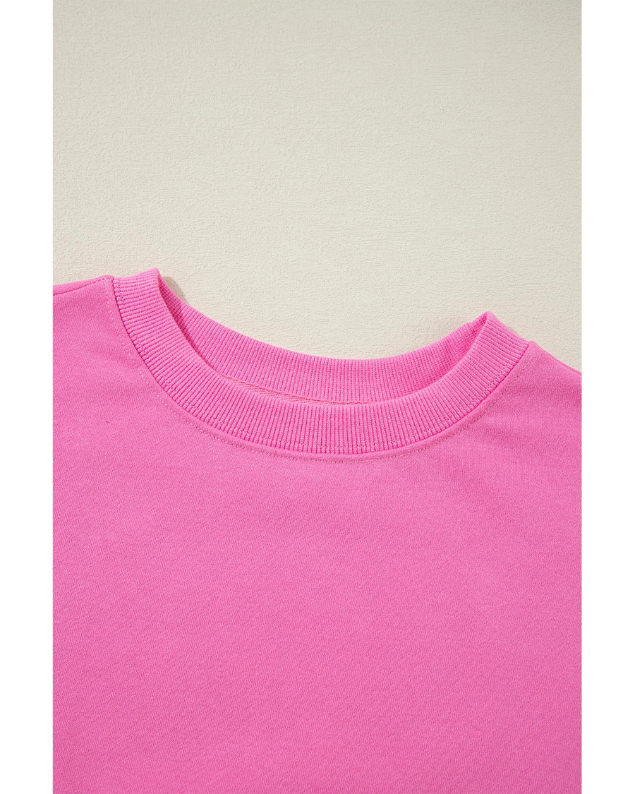 Bonbon Plain Drop Shoulder Crewneck Pullover Sweatshirt - M