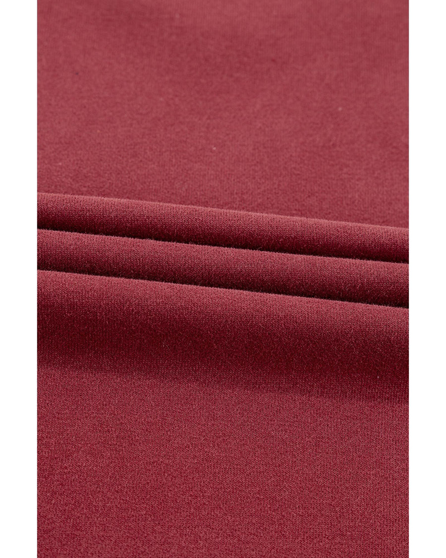 Burgundy Plain Drop Shoulder Crewneck Pullover Sweatshirt - XL