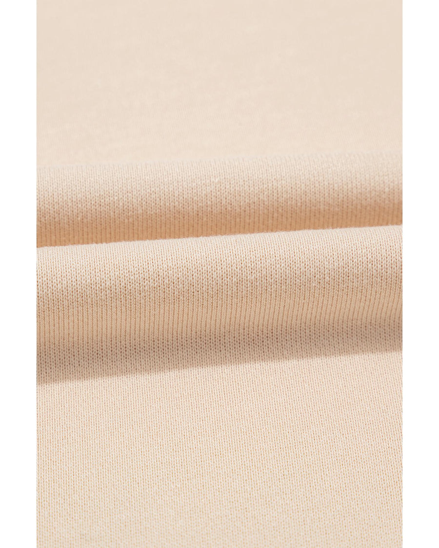 Apricot THANKS Chenille Embroidered Drop Shoulder Graphic Sweatshirt - M