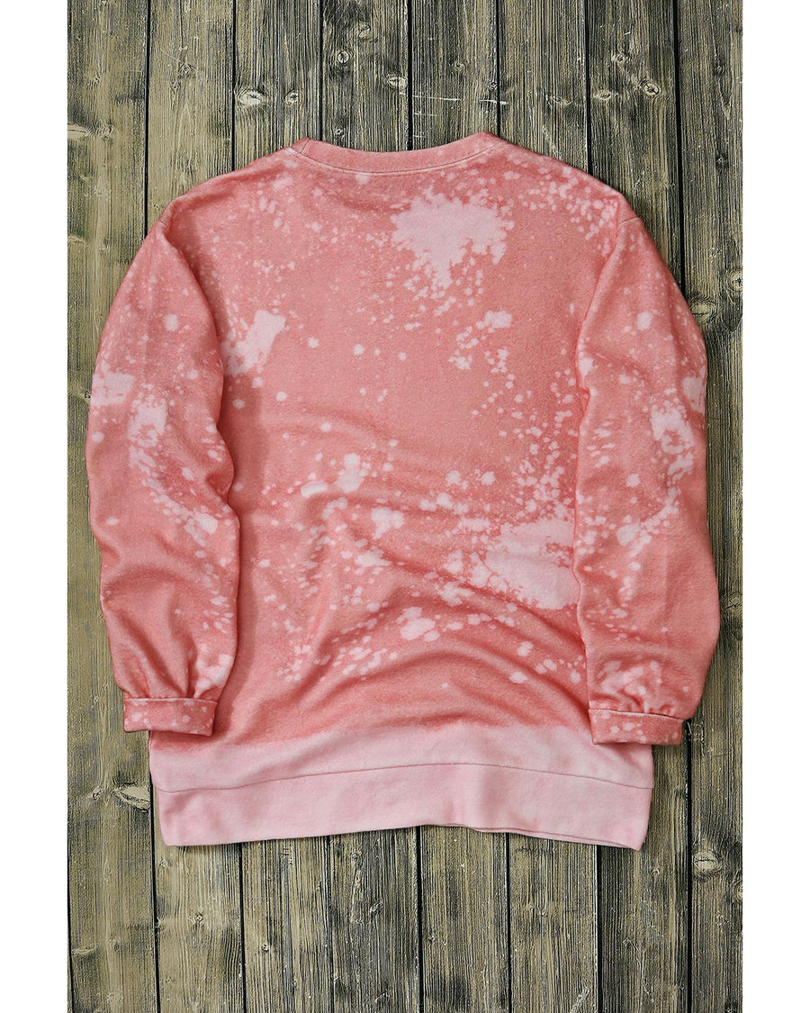 Pink Tie Dye Autumn Pumpkin Graphic Drop Shoulder Sweatshirt - L