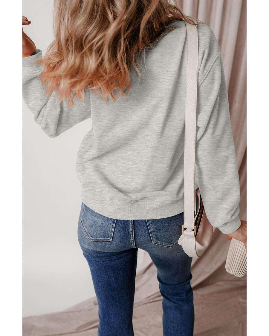 Gray Thanksgiving Pumpkin Season Drop Shoulder Sweatshirt - S