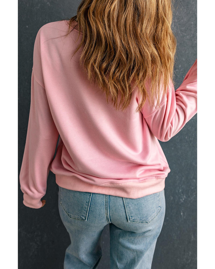 Pink PUMPKIN SEASON Crew Neck Drop Shoulder Sweatshirt - S