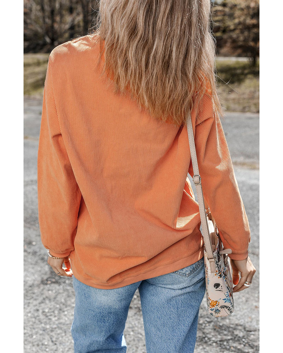 Orange THANKFUL Crew Neck Pullover Sweatshirt - M