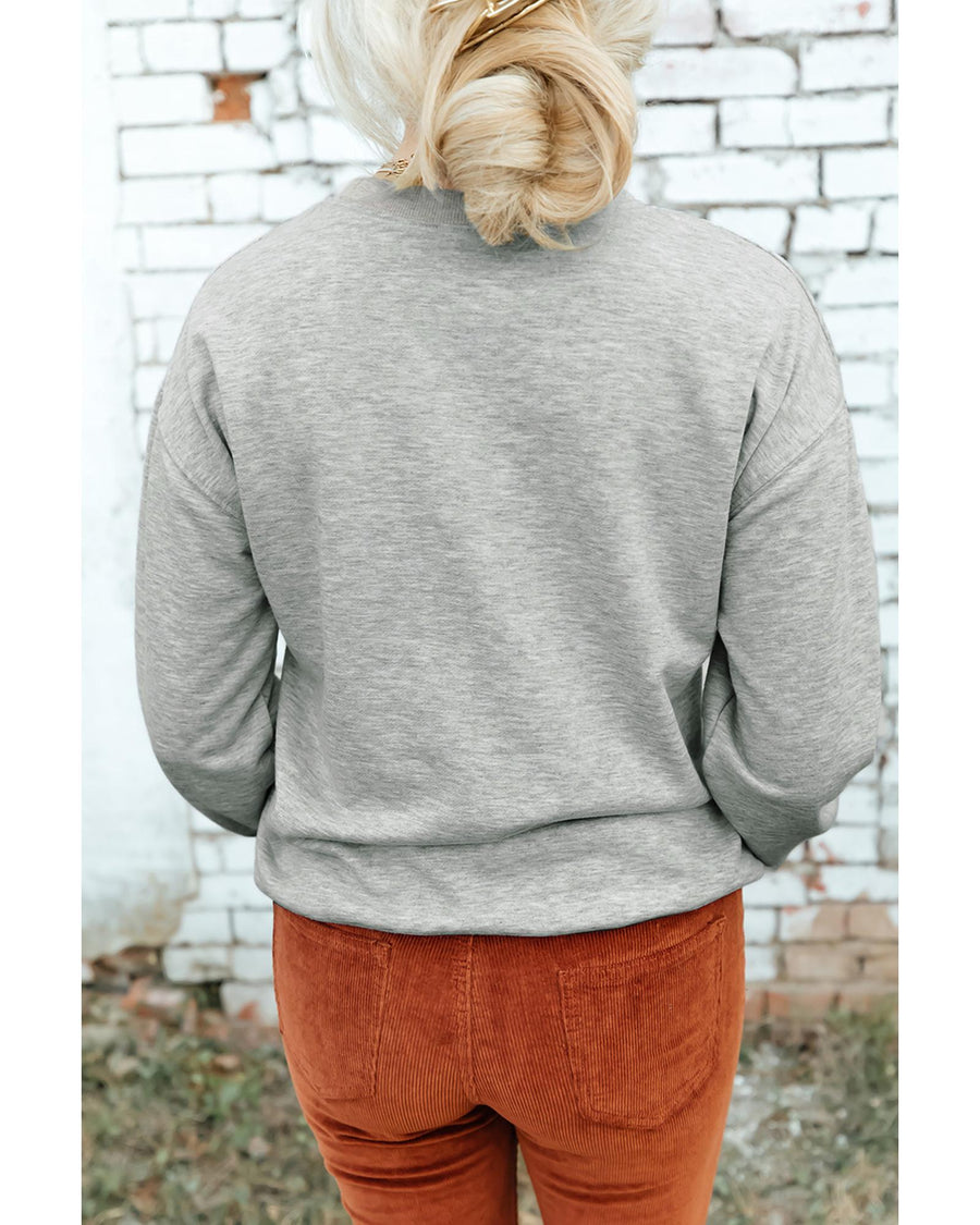 Gray Disco Ball Bowknot Pumpkin Graphic Crewneck Sweatshirt - XL