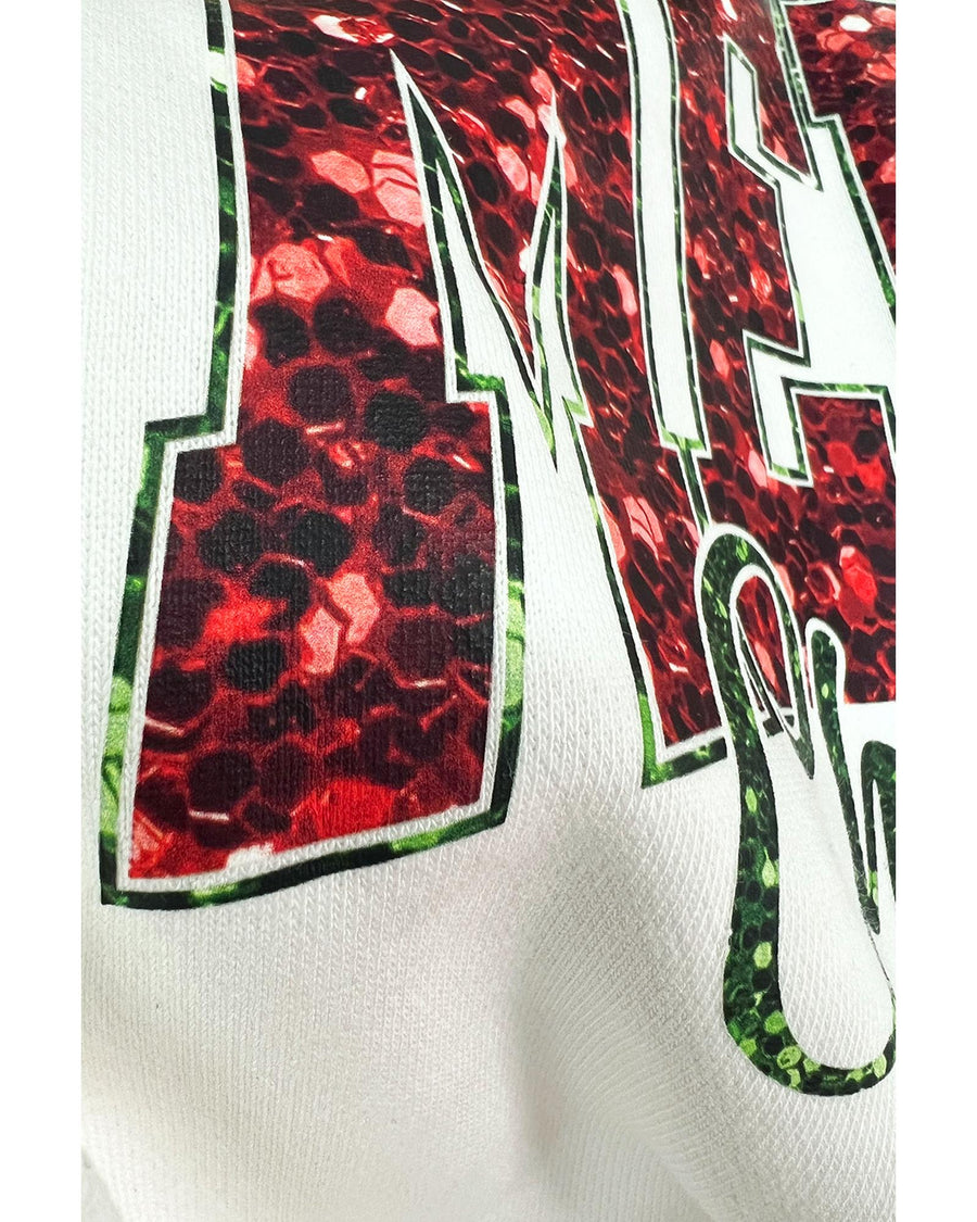 Beige MERRY Christmas Heat Transfer Printing Crewneck Pullover Sweatshirt - M