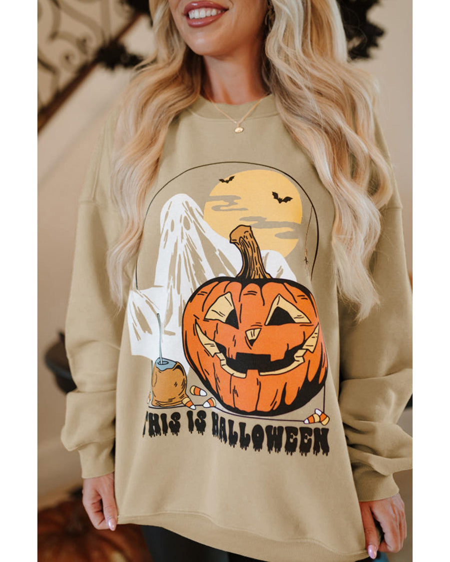 Parchment Spooky Pumpkin Graphic Crewneck Halloween Sweatshirt - S