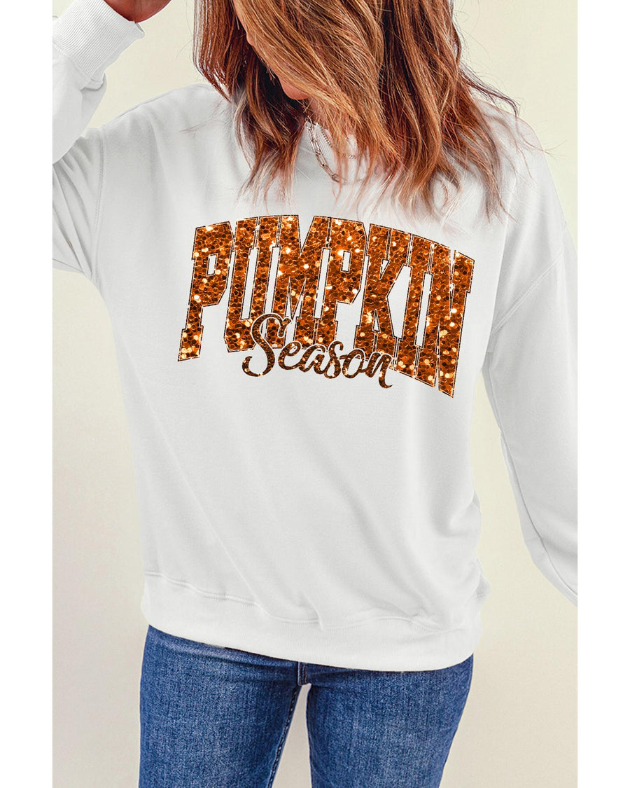 Beige Heat-transfer PUMPKIN Season Printed Crewneck Thanksgiving Sweatshirt - 2XL