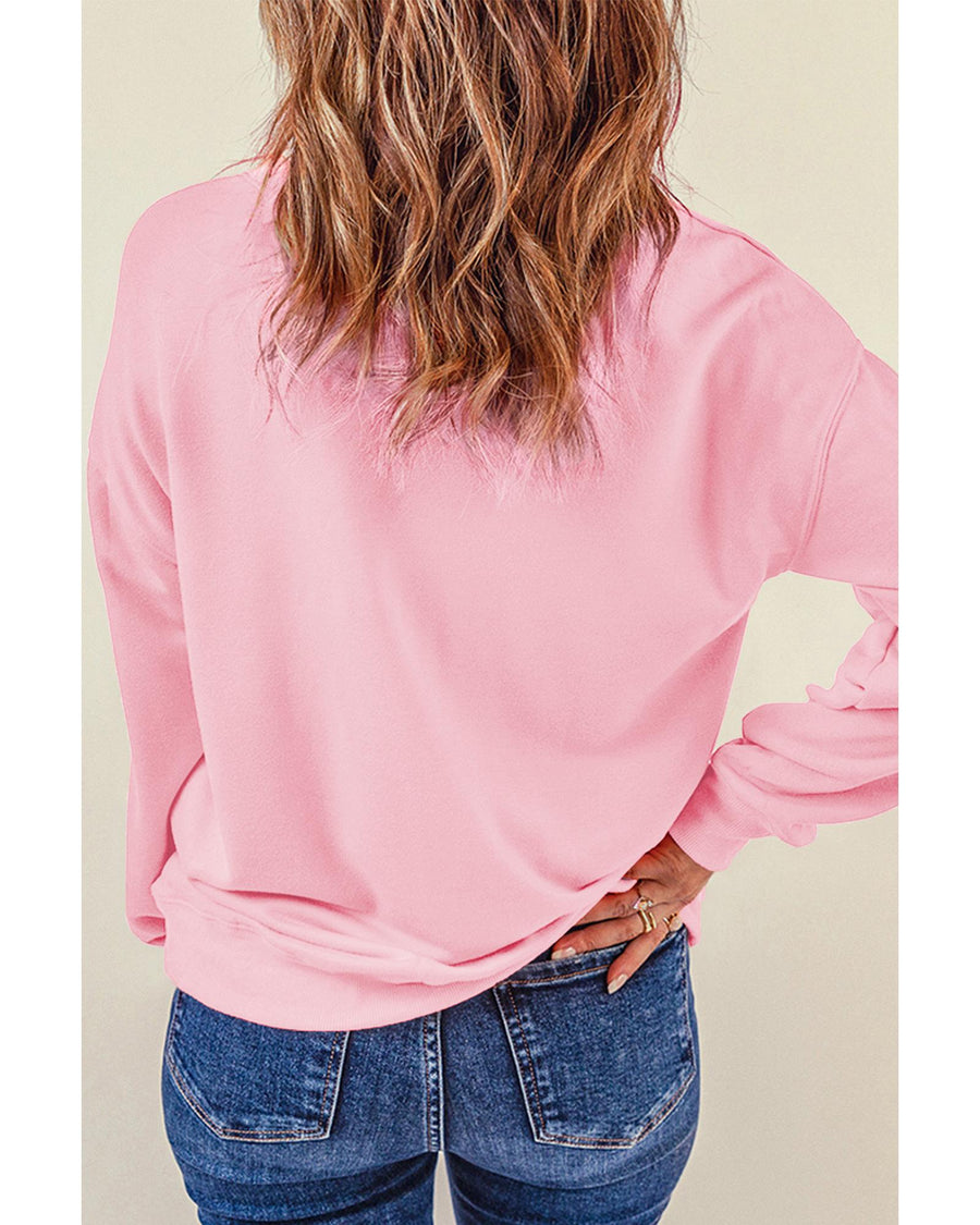 Pink ALL YOU NEED IS LOVE Valentines Slogan Printed Sweatshirt - S