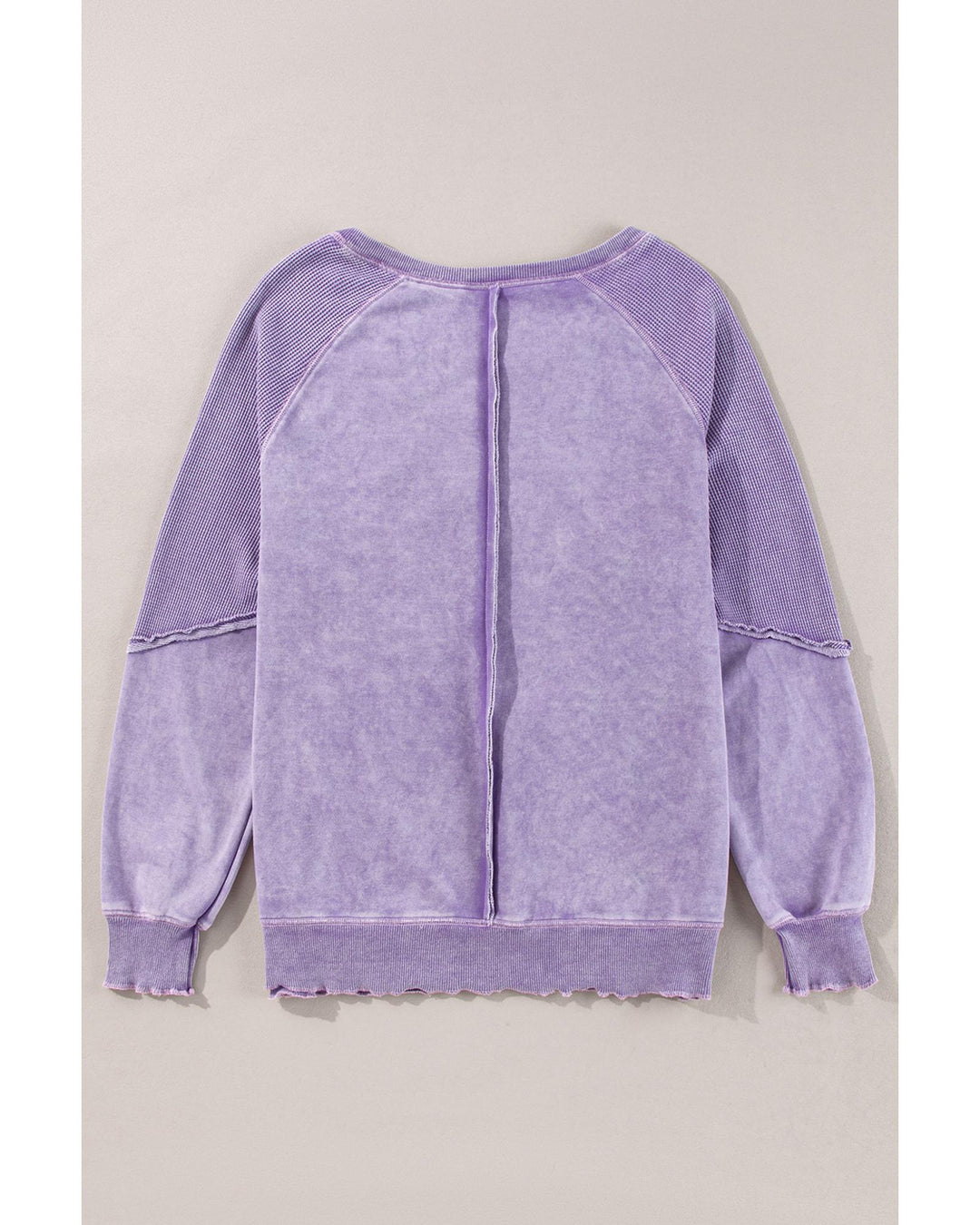 Orchid Petal Mardi Gras Patched Pattern Waffle Patchwork Sweatshirt - S