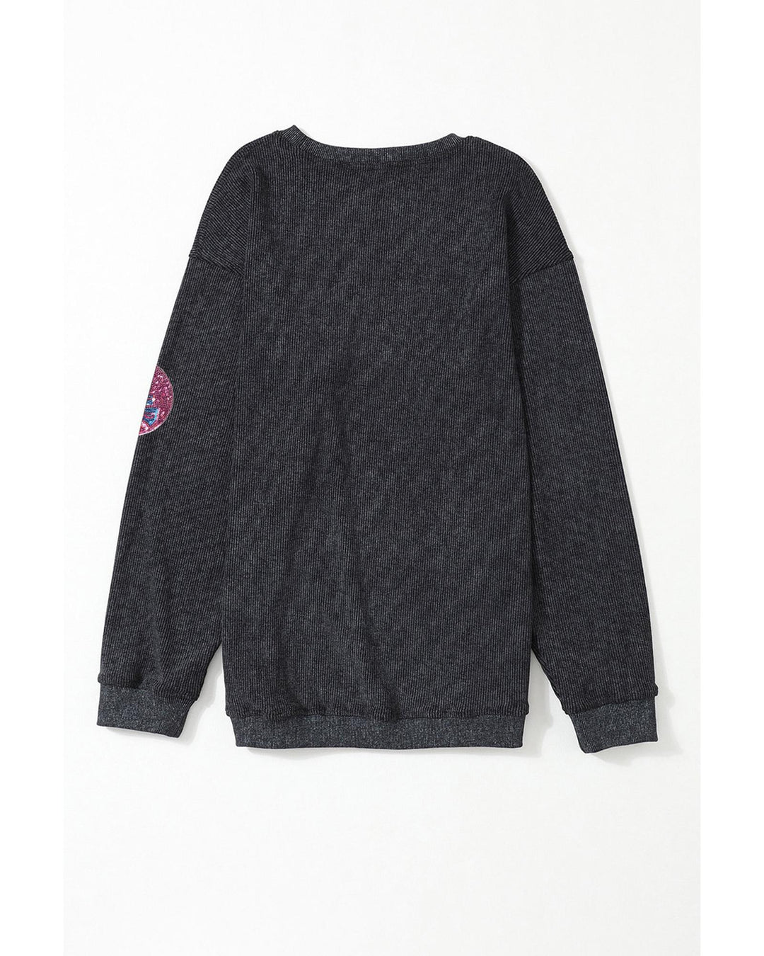 Black Sequined Christmas Elements Corded Baggy Sweatshirt - XL