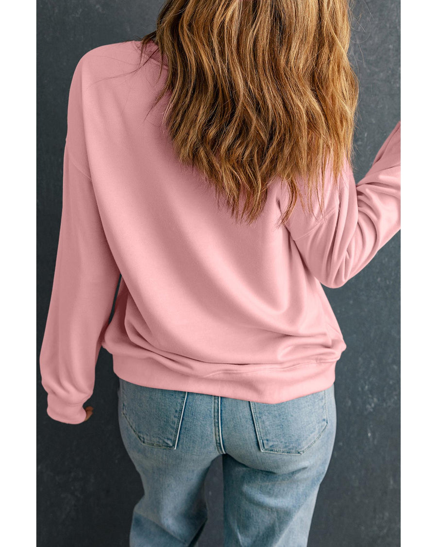 Pink Sequin Heart XOXO Graphic Drop Shoulder Valentines Sweatshirt - 2XL