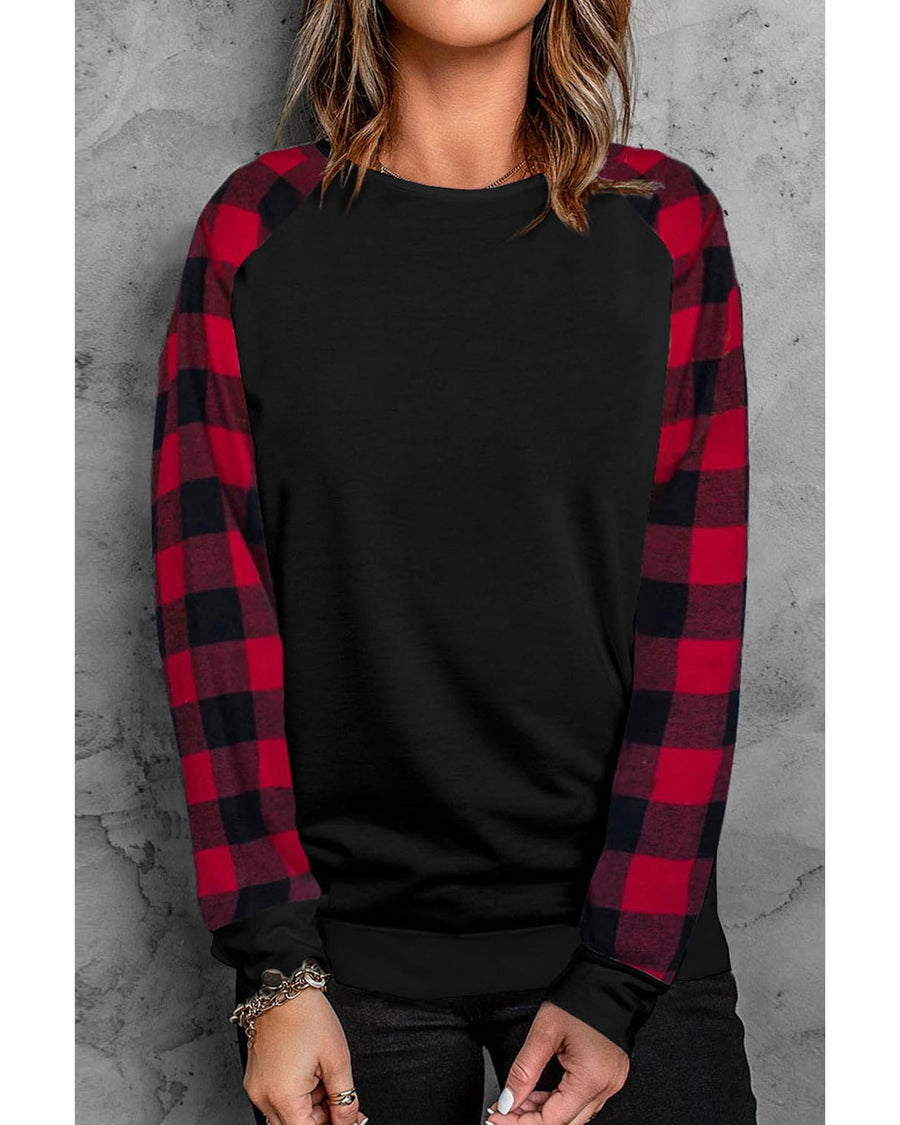 Azura Exchange Plaid Long Sleeve Sweatshirt - 2XL