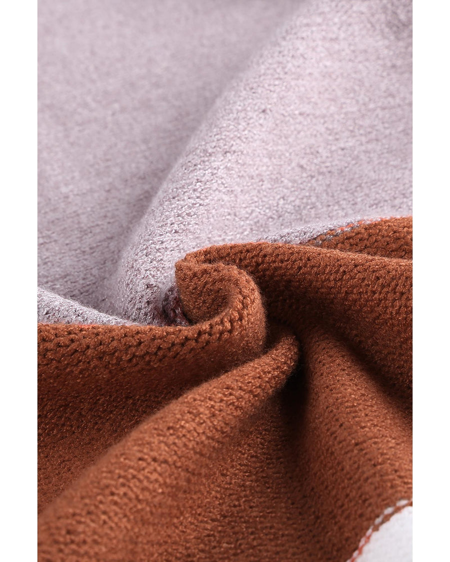 Open Front Colorblock Cardigan with Pockets - S