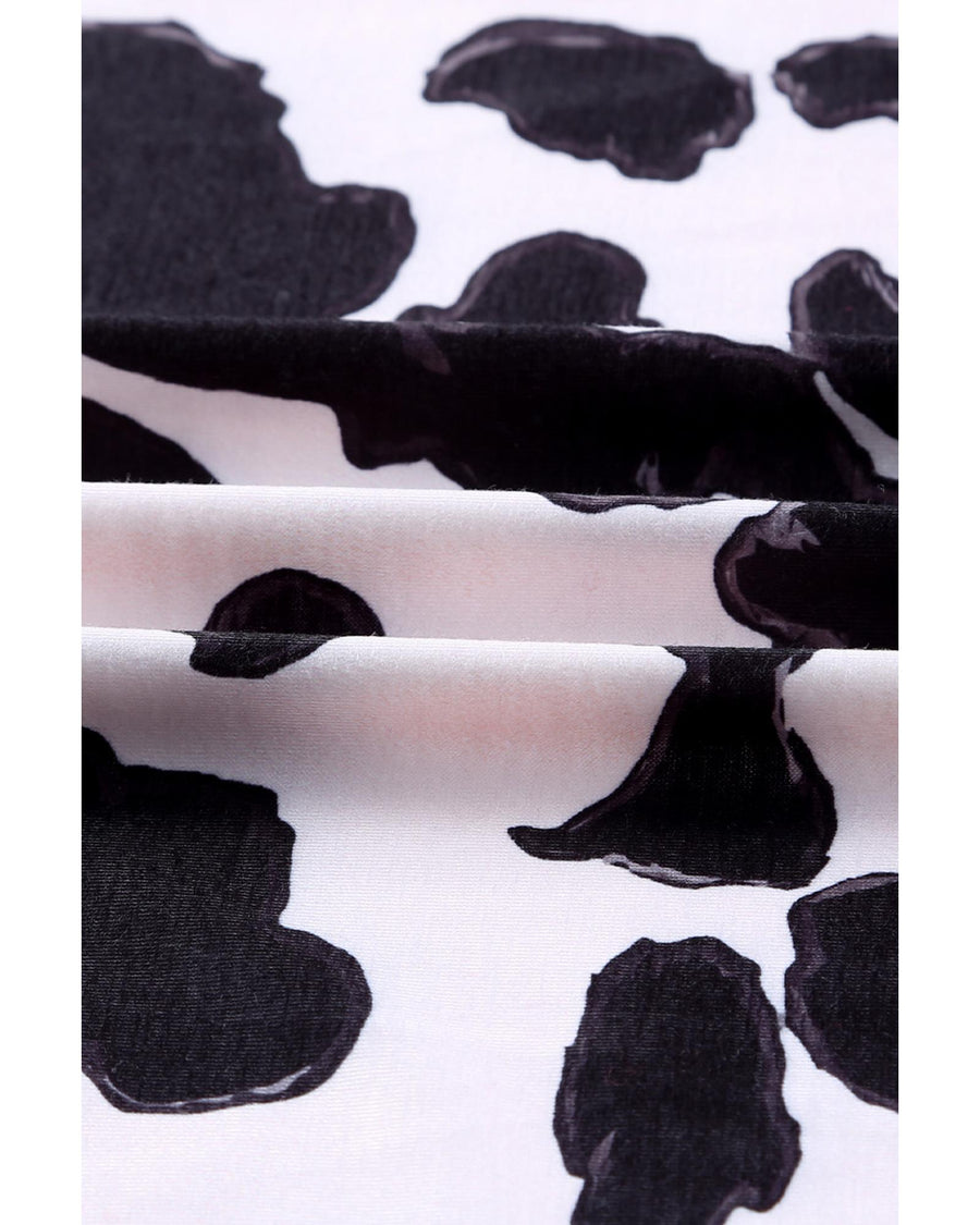 Black Western Pattern Cow Patchwork Open Front Cardigan - 2XL