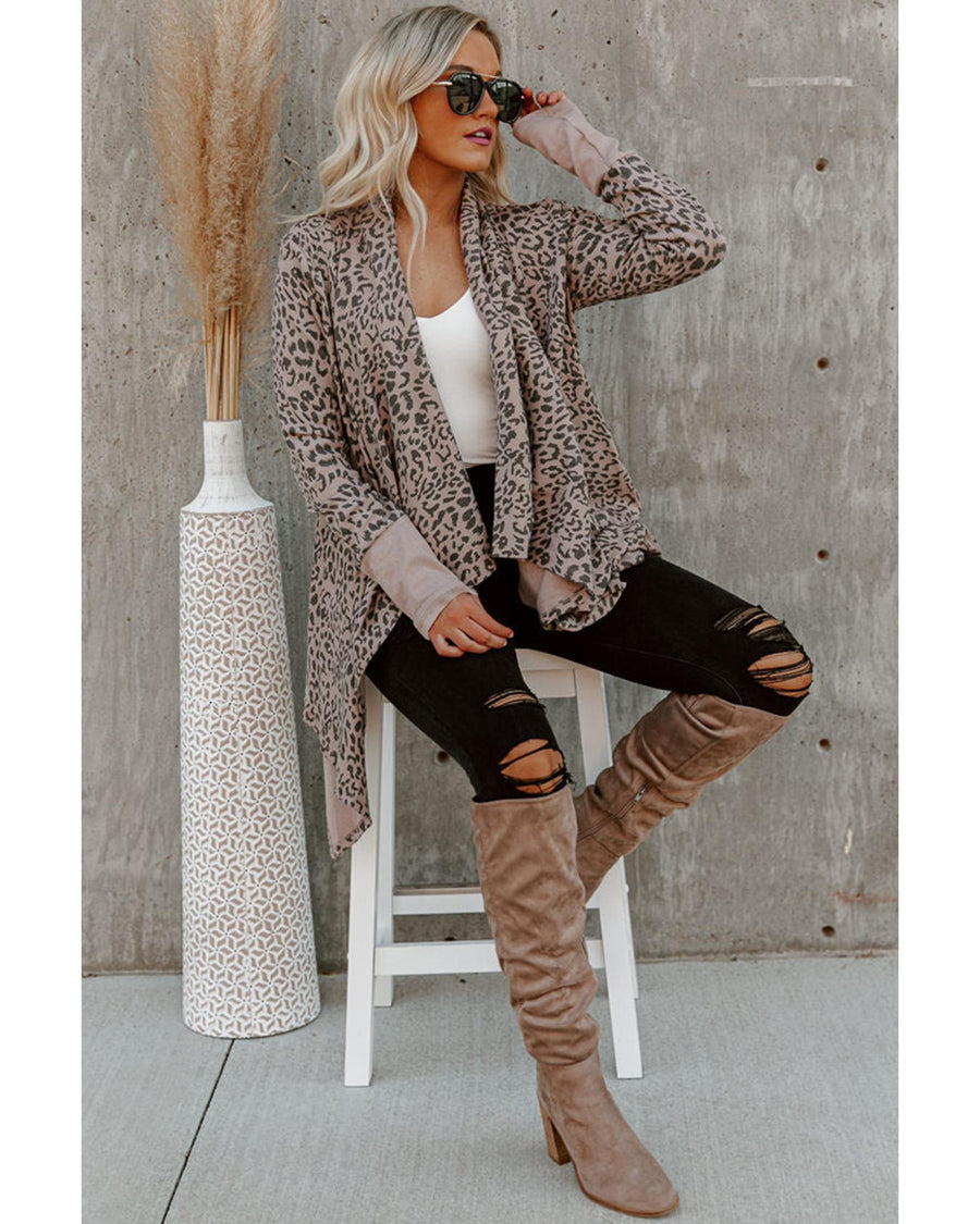 Leopard Open Front Cardigan - S