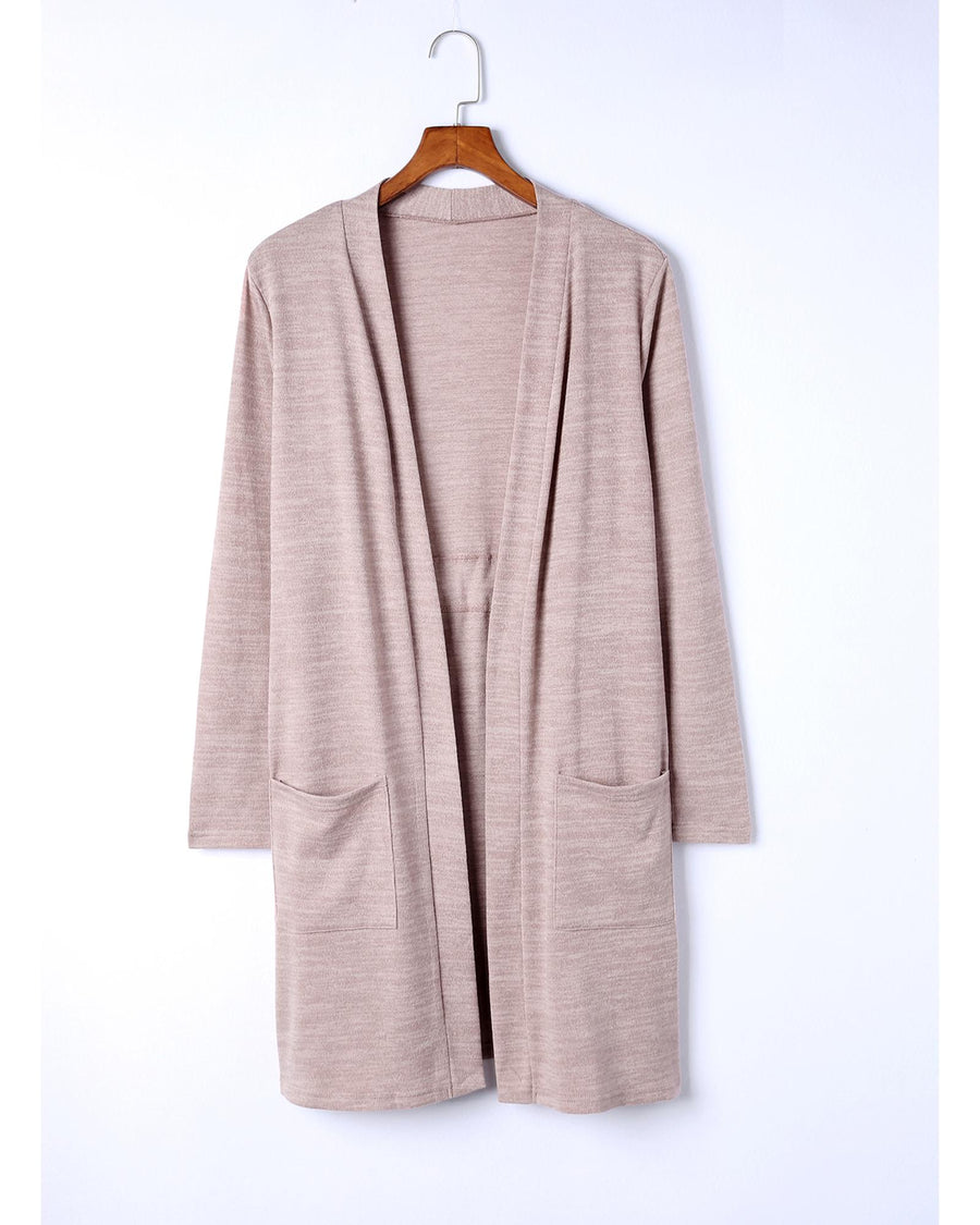 Azura Exchange Pink Tunic Back Open Front Cardigan with Pockets - 2XL