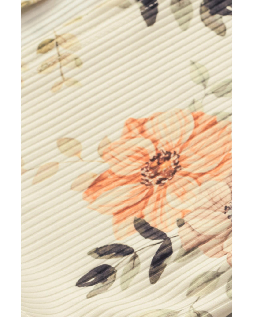 Apricot Floral Print Ribbed Knit Slim Fit Cardigan - M