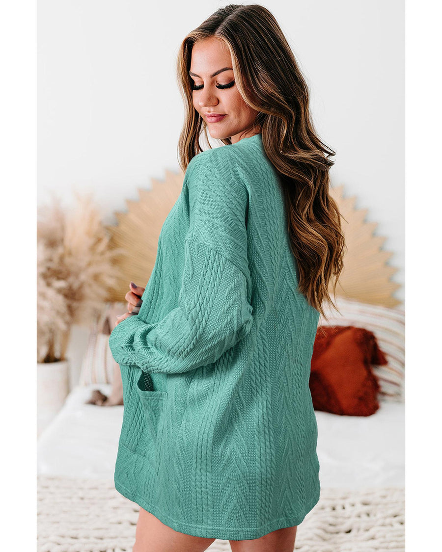 Canton  Solid Textured Open Front Cardigan with Pocket - XL
