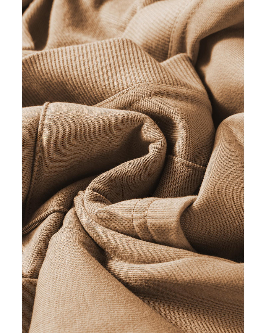 Light French Beige Ribbed Edge Exposed Seam Knit Cardigan with Pockets - S
