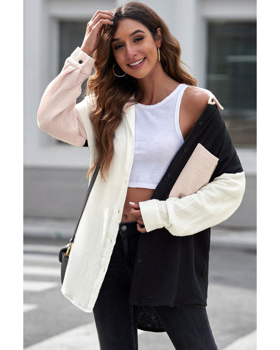 Azura Exchange Crinkled Pocketed Shirt - M