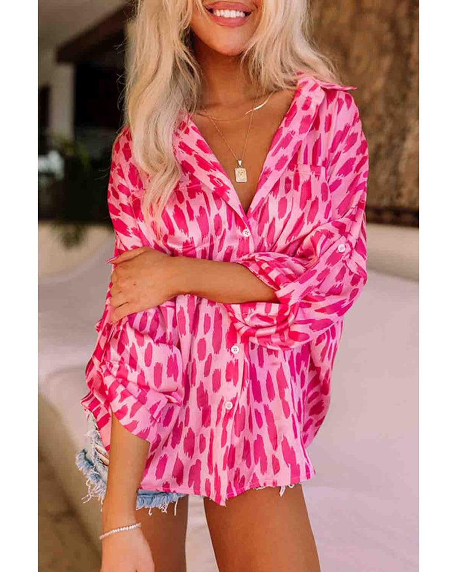 Azura Exchange Printed Sleeve Button Up Shirt - XL