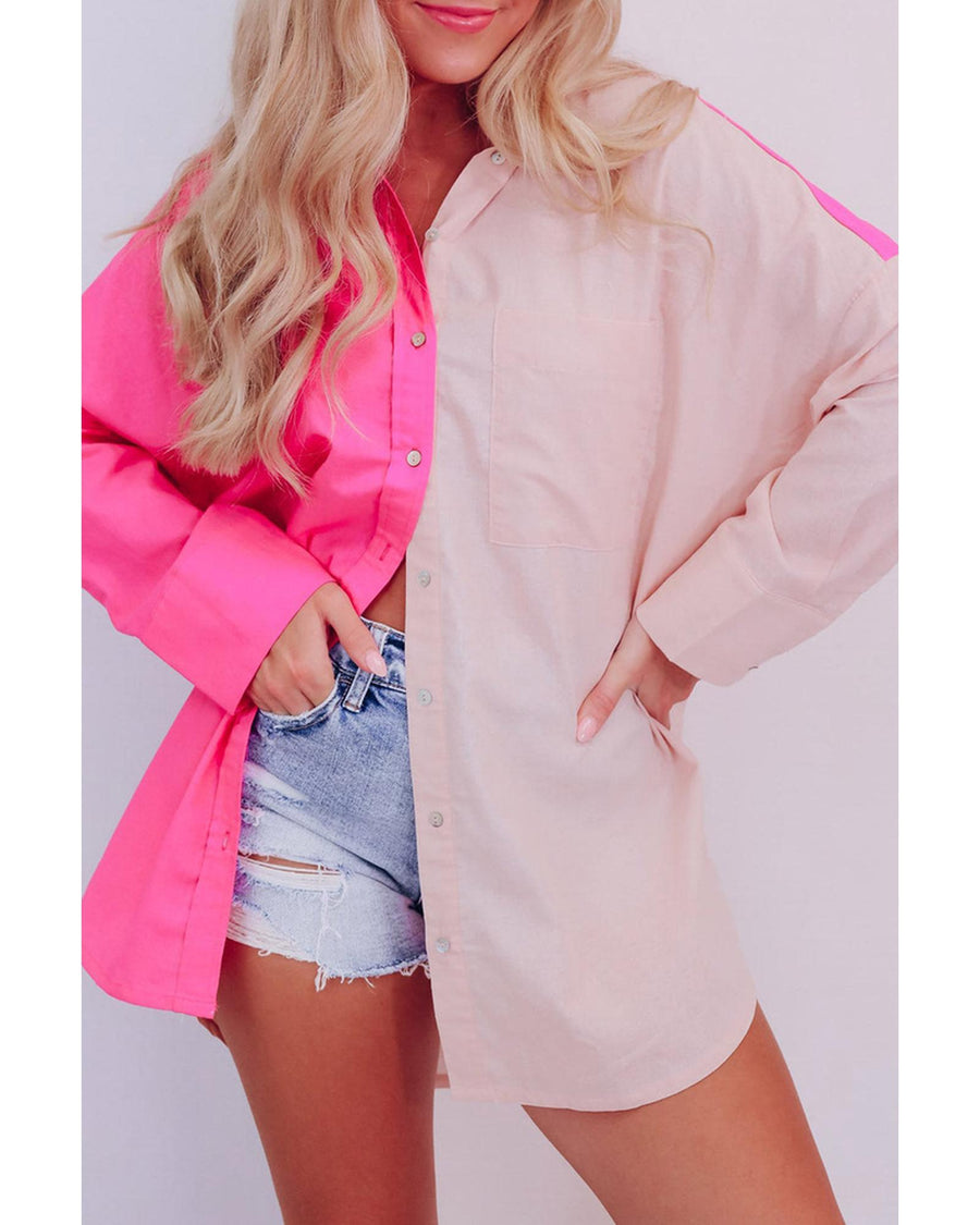 Azura Exchange Oversized Color Block Patchwork Shirt - XL