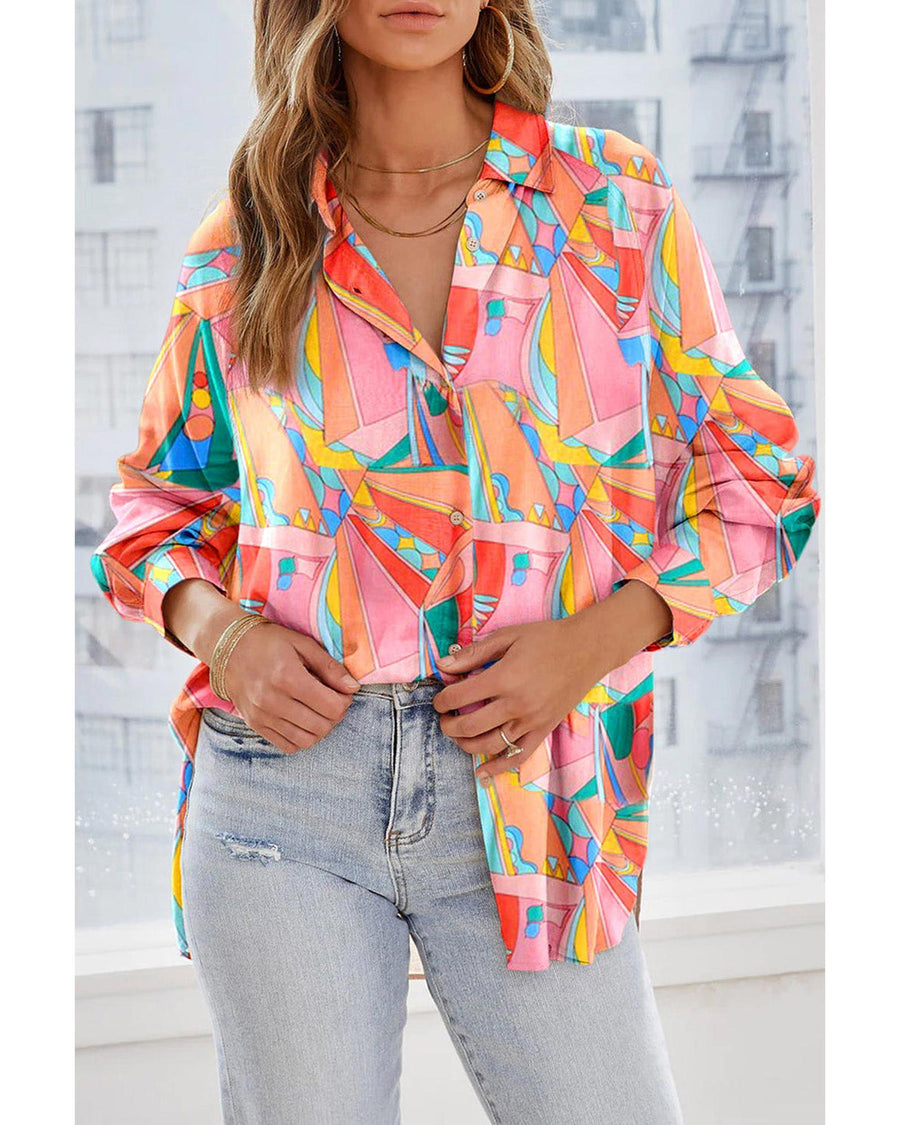 Azura Exchange Abstract Geometric Print Oversized Shirt - XL