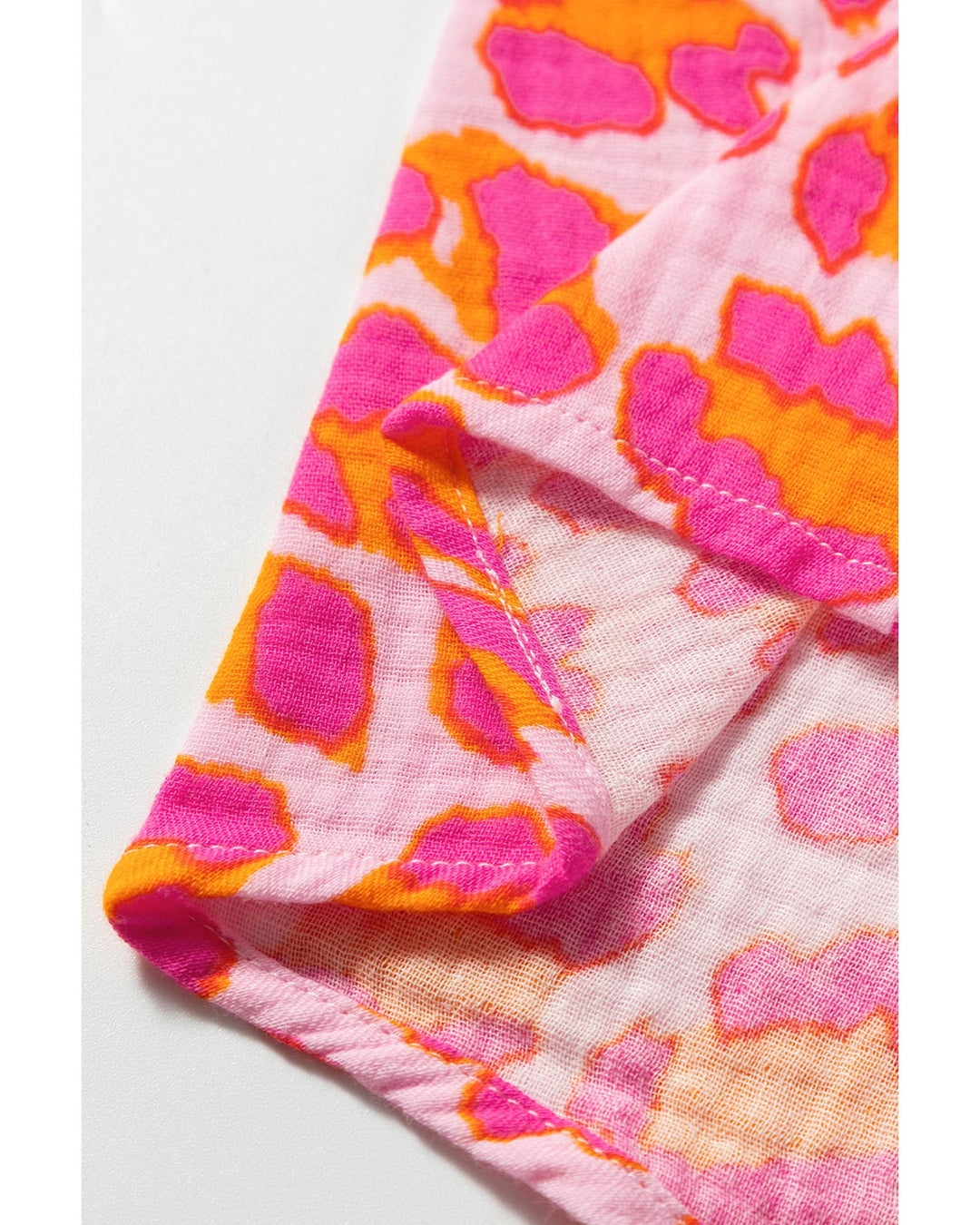 Rose Leopard Printed Button Up Loose Shirt - L