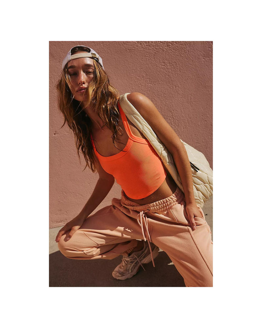 Grapefruit Orange Athletic Ribbed Cropped Cami Top - XL