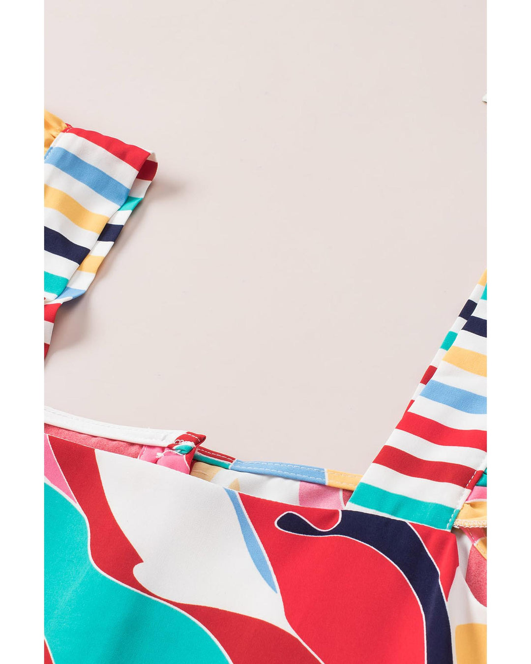 Multicolor Square Neck Abstract Print Tank Top - S