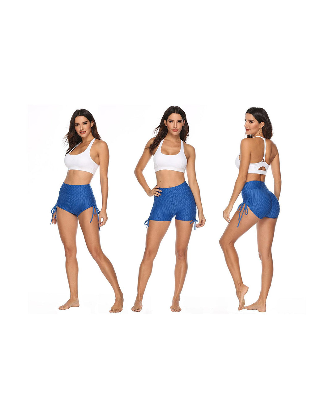 Blue Butt Lifting High Waist Yoga Shorts - XL