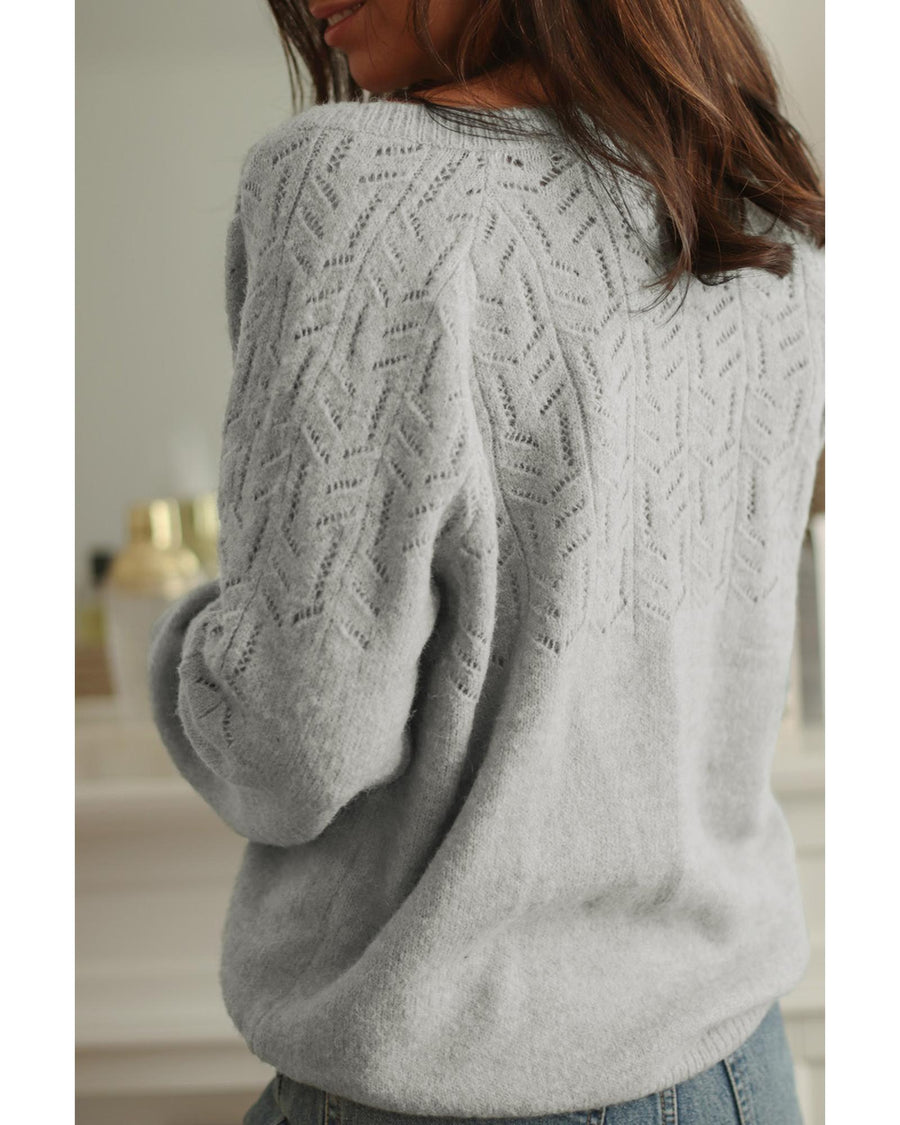 Hollow Out Buttoned Knit Cardigan - M