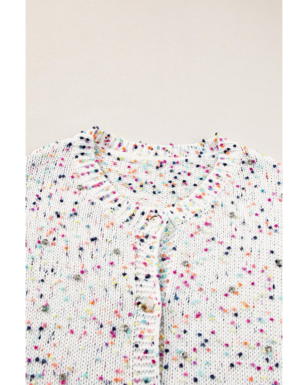 White Multicolor Confetti Sweater Cardigan - L