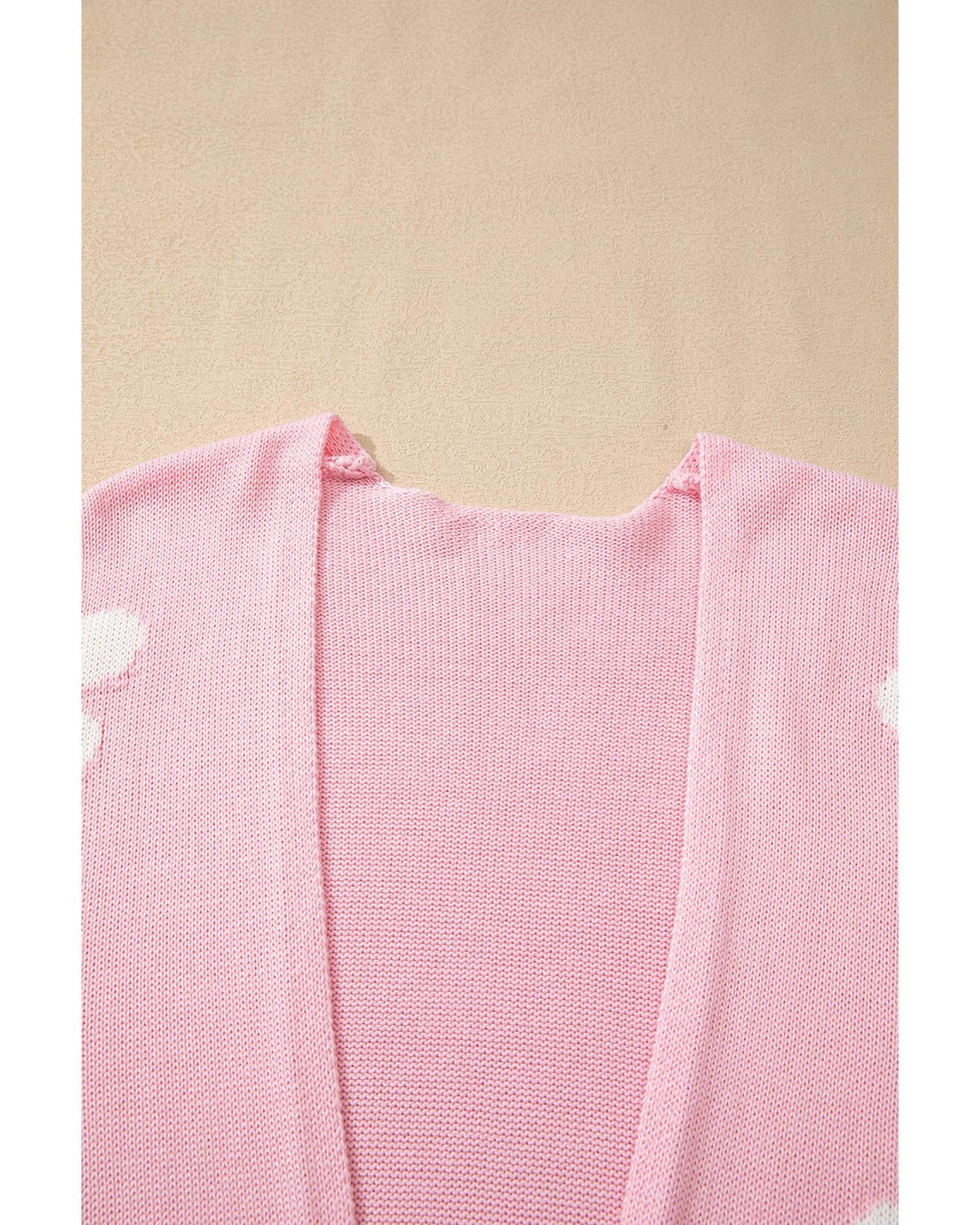 Pink Floral Print Knitted Open Front Loose Cardigan - S