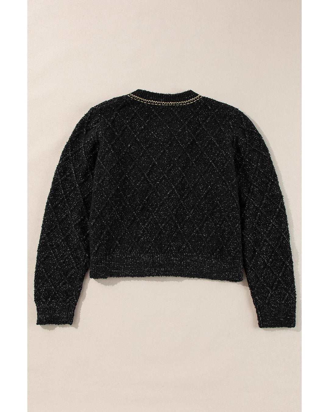 Black Shimmer Flap Pocket Button up Cardigan - XL