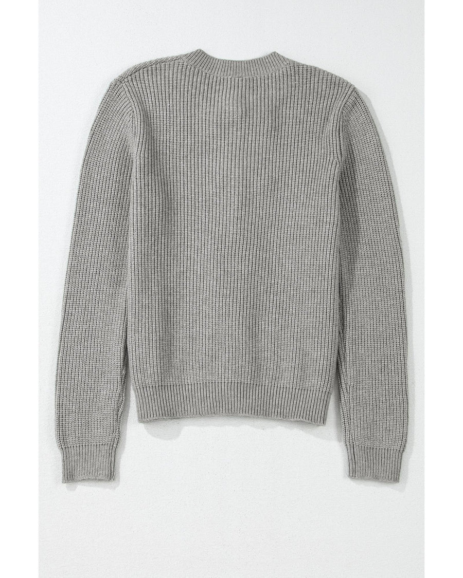 Philippine Gray Ribbed Knit Bow Front Buttoned Cardigan - S