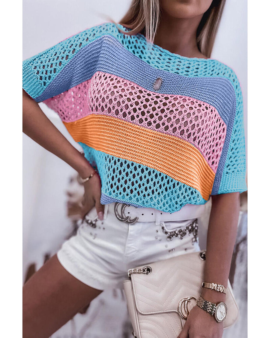 Azura Exchange Colorblock Striped Knitted Top - M