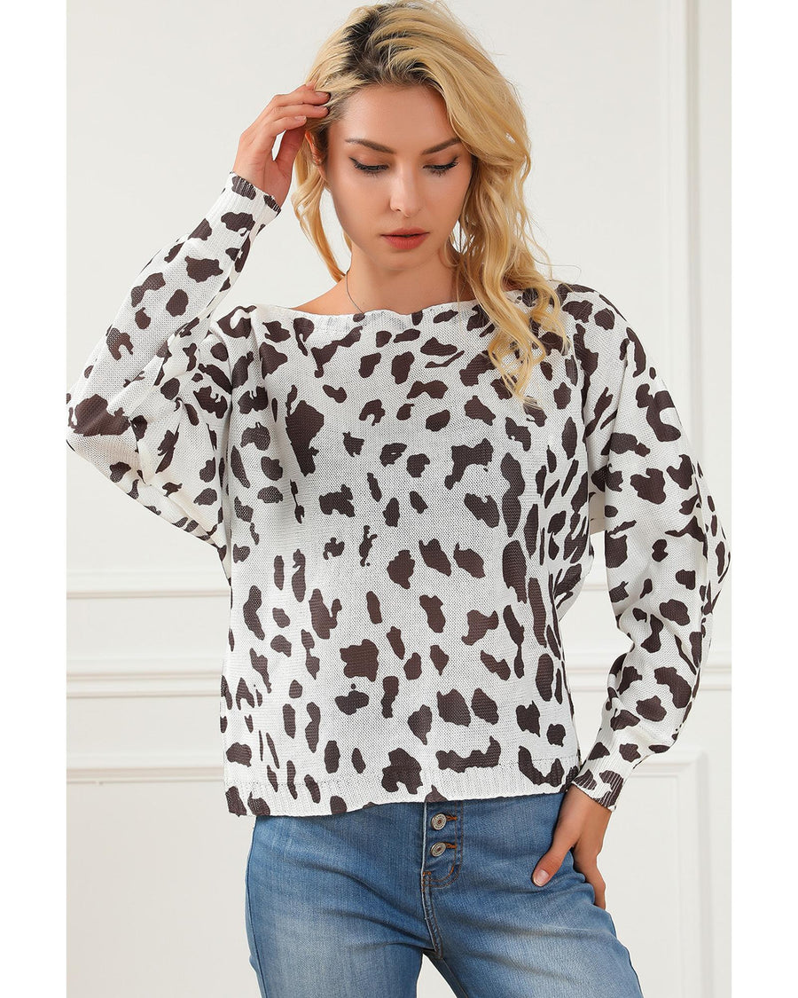Leopard Long Sleeve Crewneck Sweater - S
