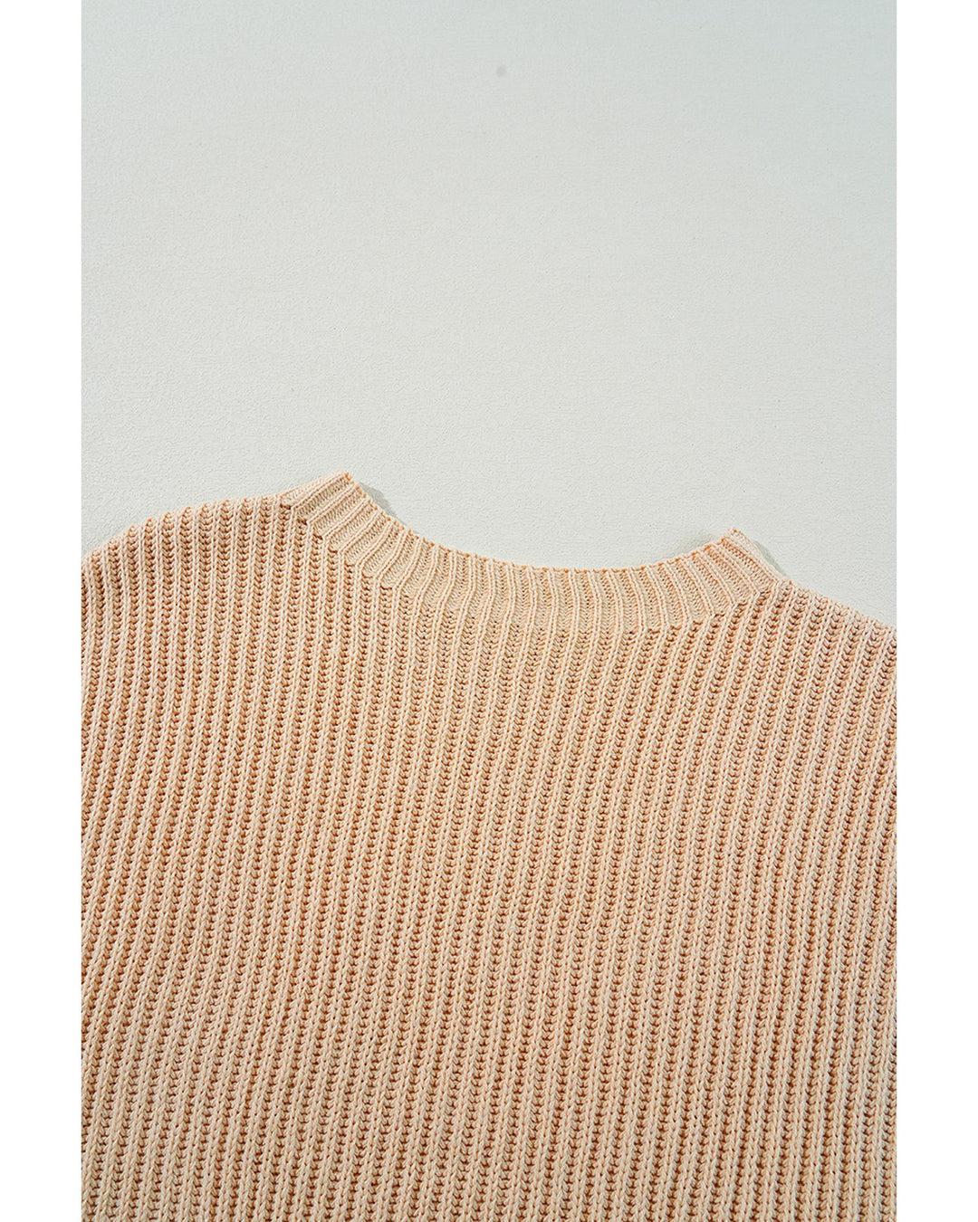 Apricot Cable Knit Drop Shoulder Side Slits Loose Sweater - S