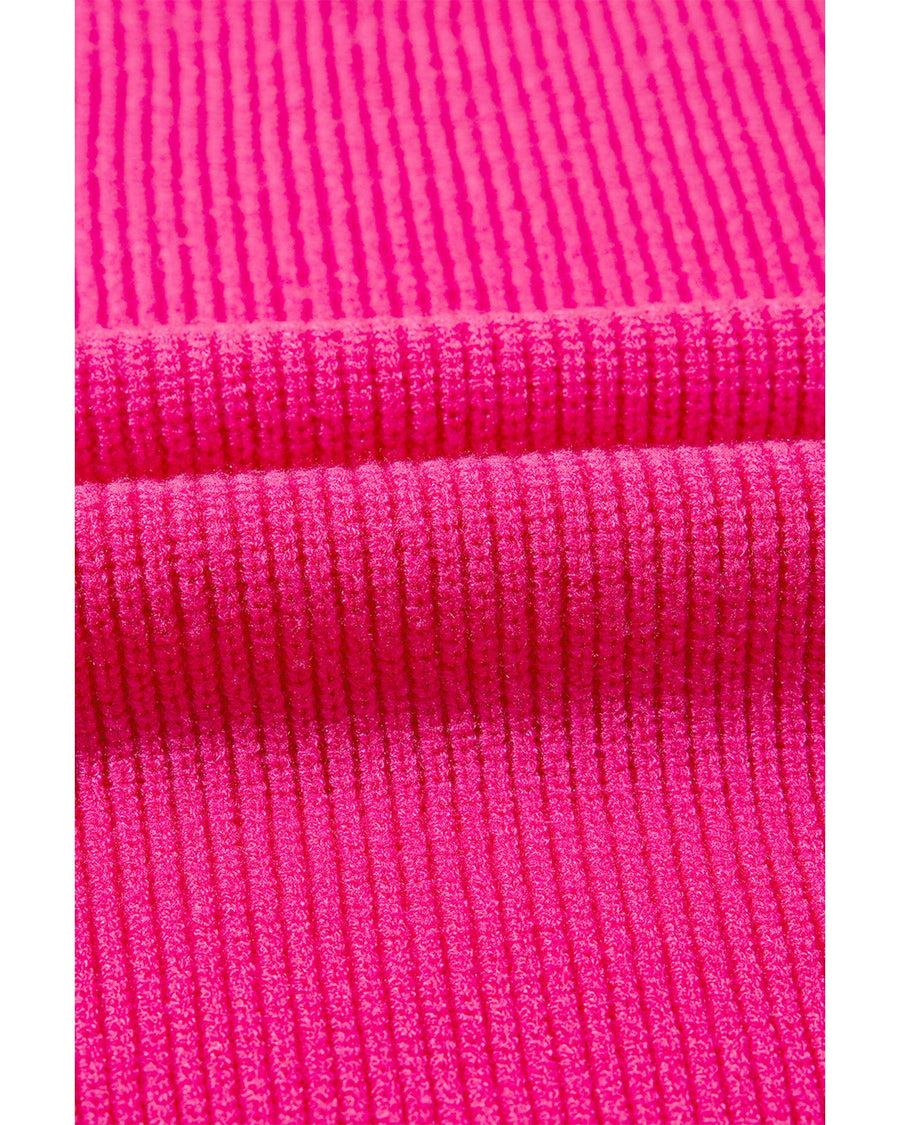 Rose Red Heart Shape Drop Shoulder Round Neck Sweater - L