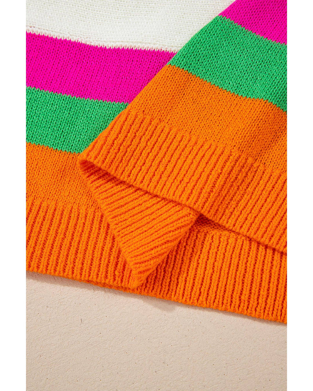 White Star Pattern Colorblock Striped Edge Drop Shoulder Sweater - S