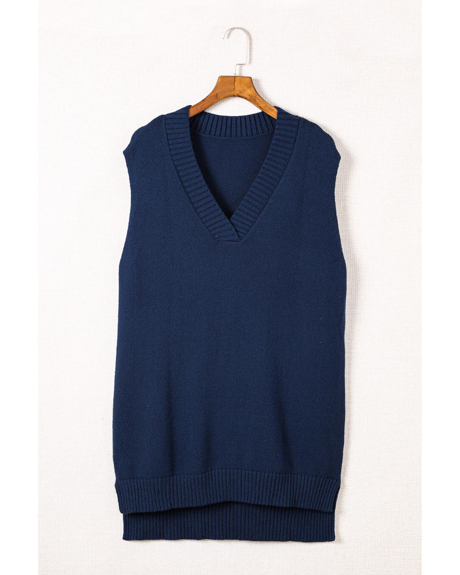 Dark Blue Knit Vest Pullover Sweater - M