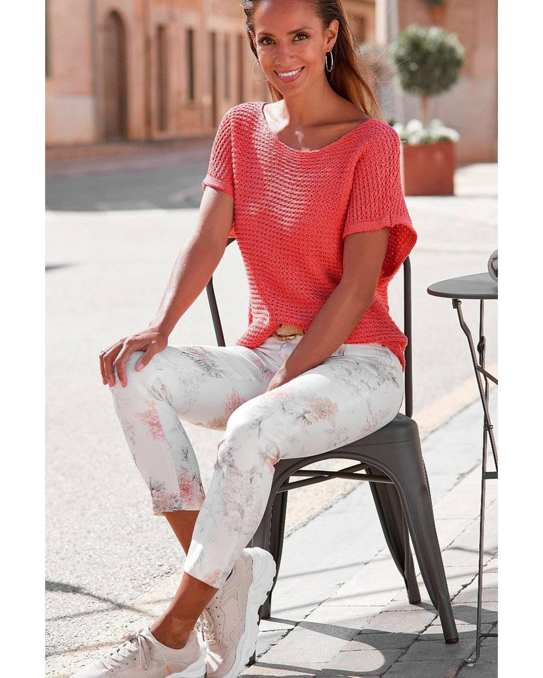 Red Clay Solid Loose Knit Short Dolman Sleeve Sweater - XL