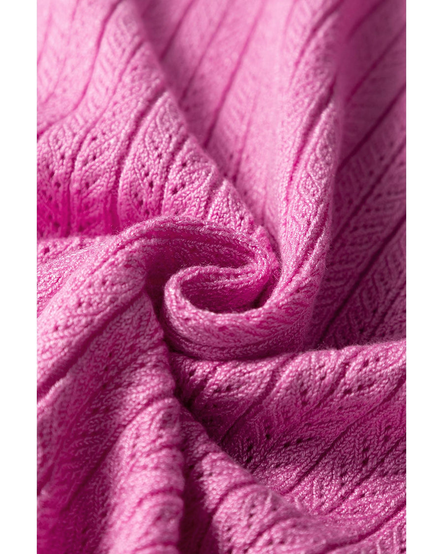 Phalaenopsis Textured Square Neck Half Sleeve Knitted Top - M