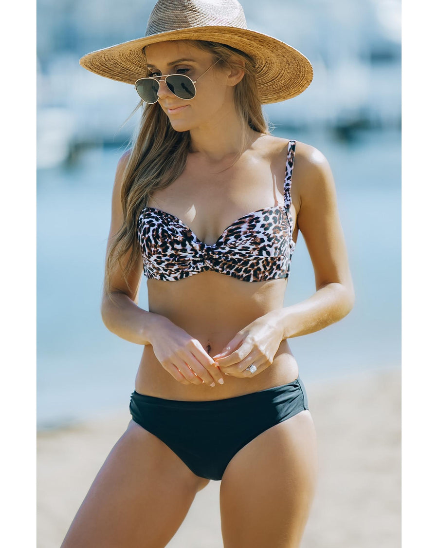 Azura Exchange Leopard Twisted Bust Bikini Set - L
