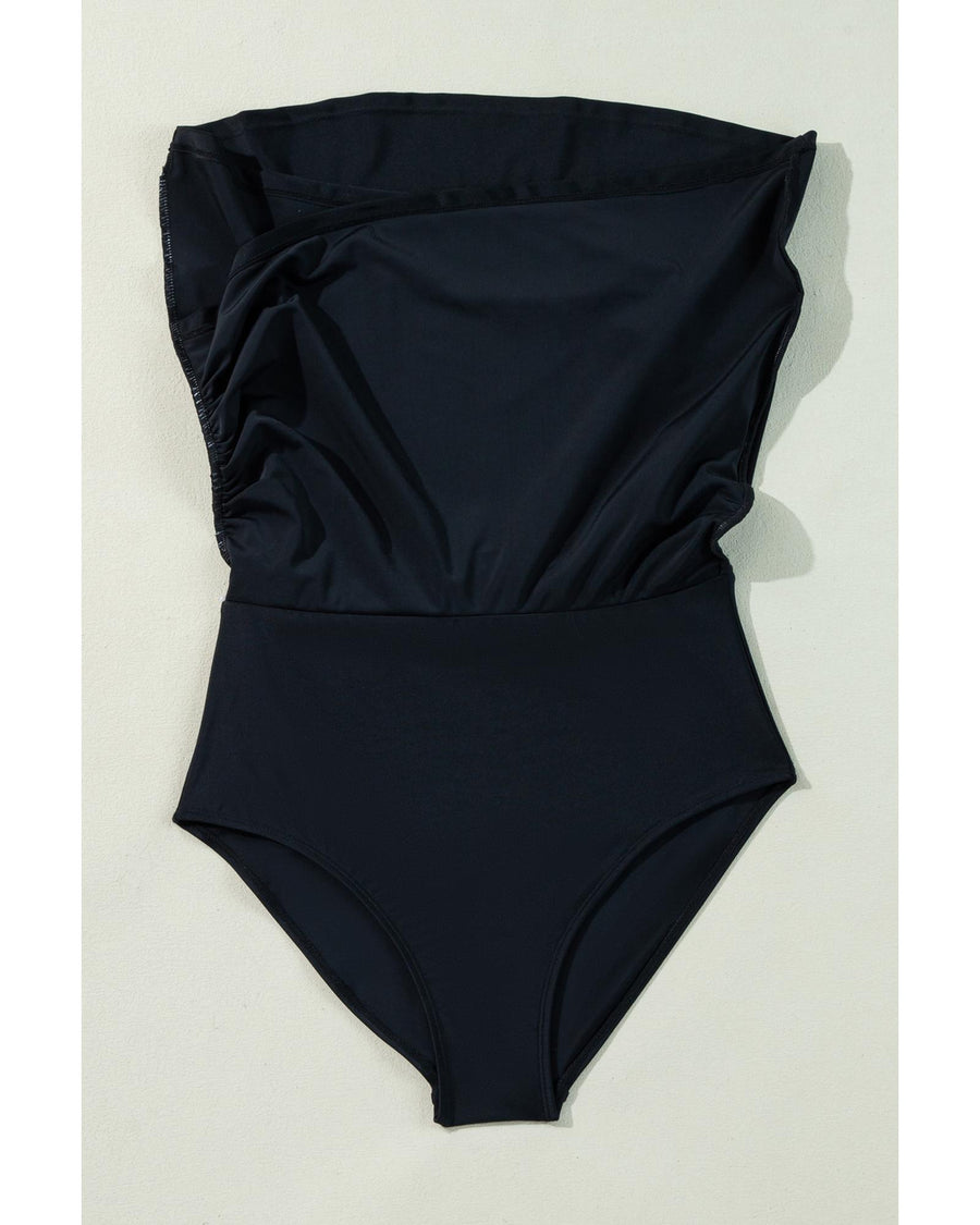 Black Crossover Bikini Tank and Skort Swimwear - L