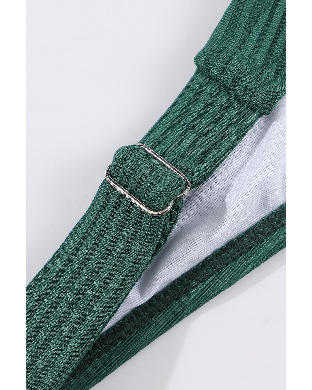 Blackish Green Ruched U Neck Ribbed Tankini - 2XL