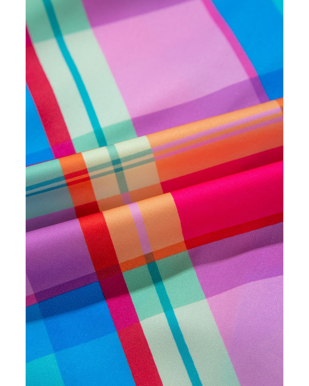 Light Blue Multicolor Plaid Short Sleeve Babydoll Mini Dress - S