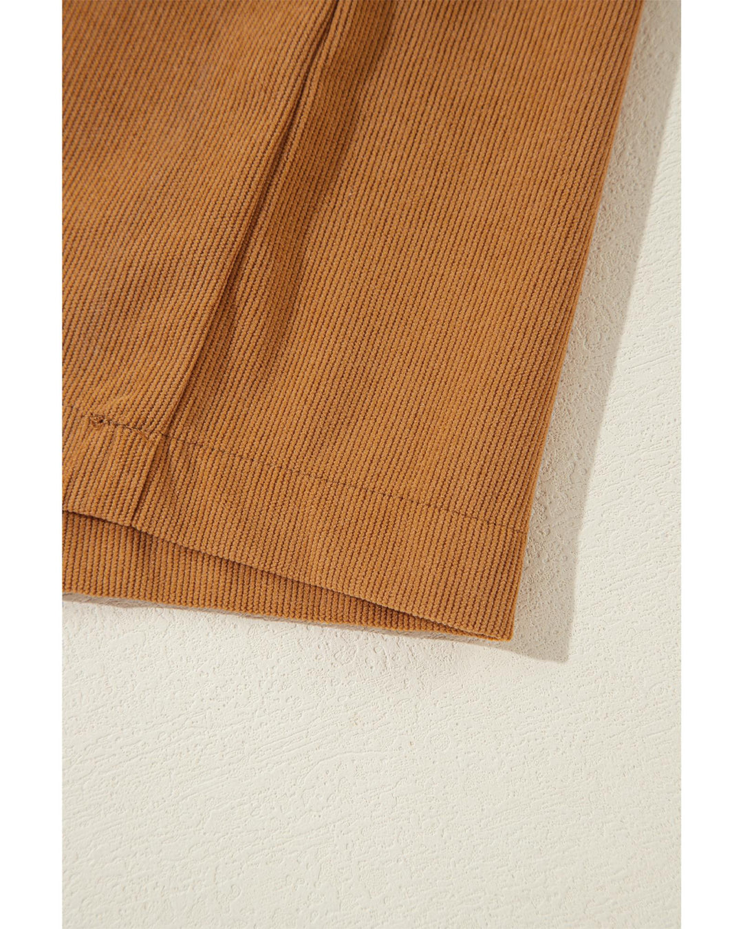 Desert Gold Corduroy Pleated Puff Sleeve Shift Short Dress - M