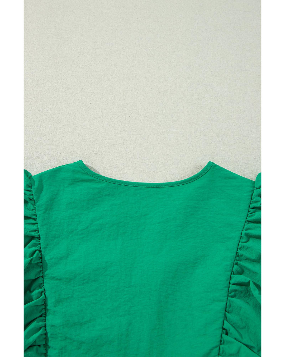 Bright Green Embroidered Ruffled Trim 3/4 Sleeve V Neck Mini Dress - XL